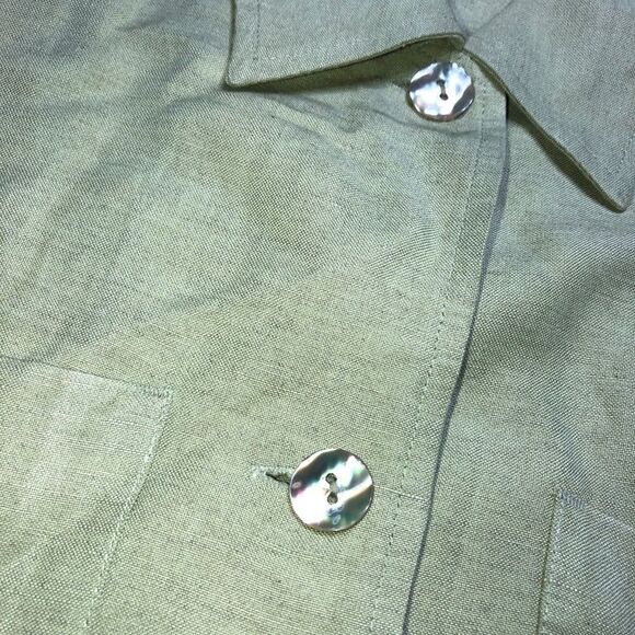 Sigrid Olsen Sport Womens Small Shirt Green Button Up Linen Blend MOP. - Picture 2 of 5